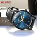 2020 OLEVS Watches OLEVS Watches for Men Fashion Sports Minimalist PU Leather  Wristwatch Business with Date Analog Quartz Watch